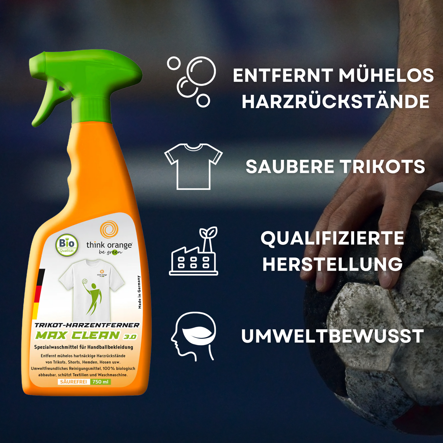 TOBG® Harzentferner Handball für Trikots 750ml Spray - MAX CLEAN 3.0